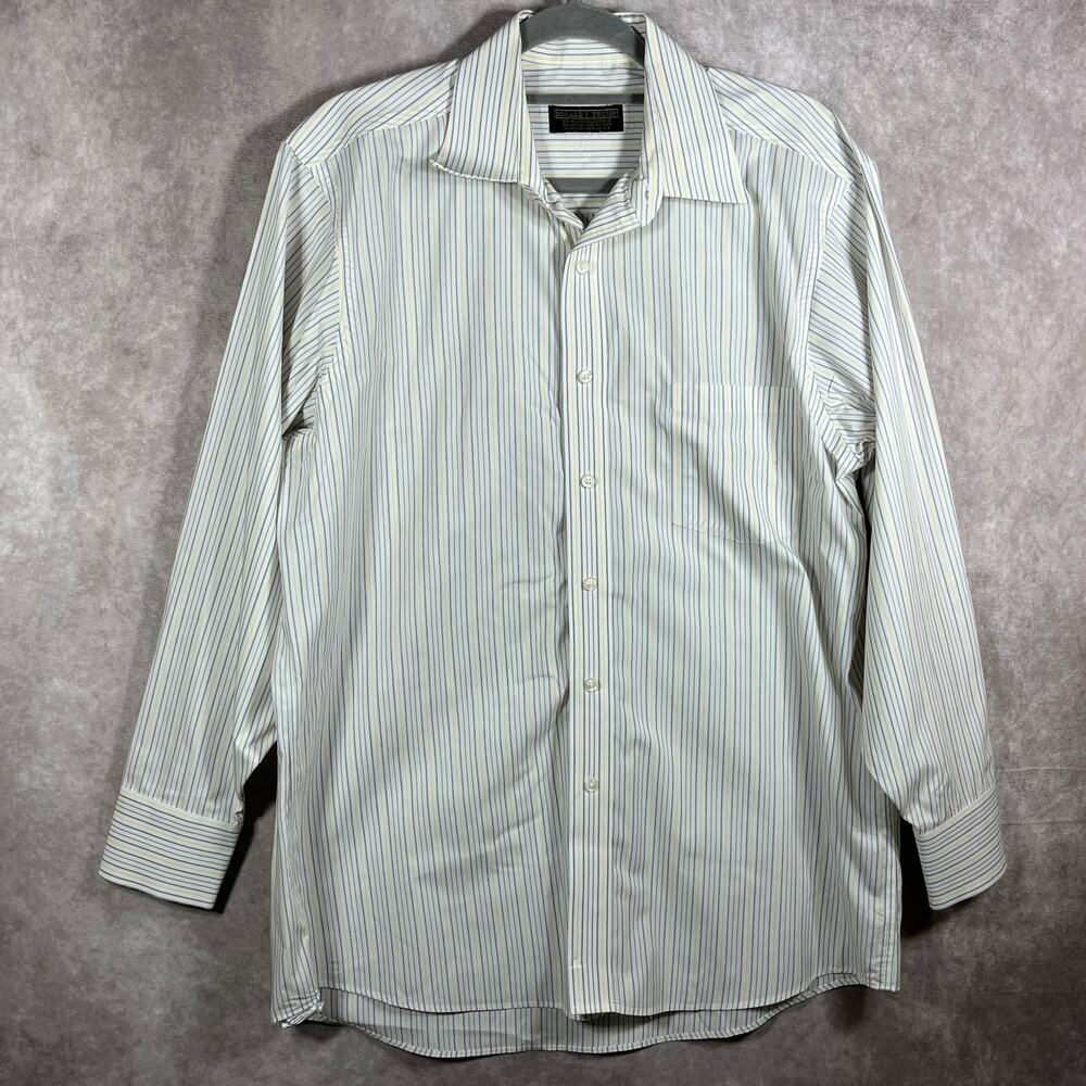 Donald J. Trump Dress Shirt Men 16 32/33 White Striped Button Up Business Office
